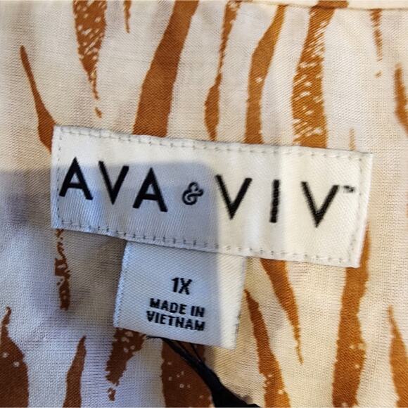 New Ava & Viv Lightweight Animal Print Zebra Top Cool Size 1X - Picture 3 of 8